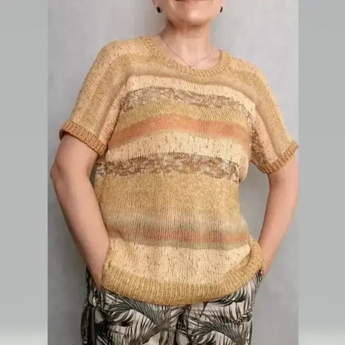 МК летней футболки. Модель "Песчанная симфония".