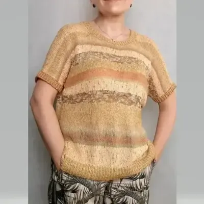 МК летней футболки. Модель "Песчанная симфония".