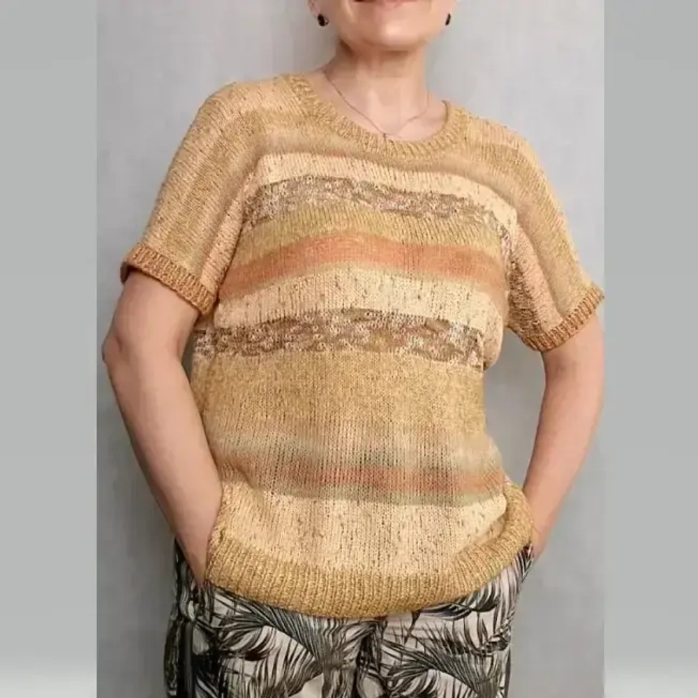 МК летней футболки. Модель "Песчанная симфония".