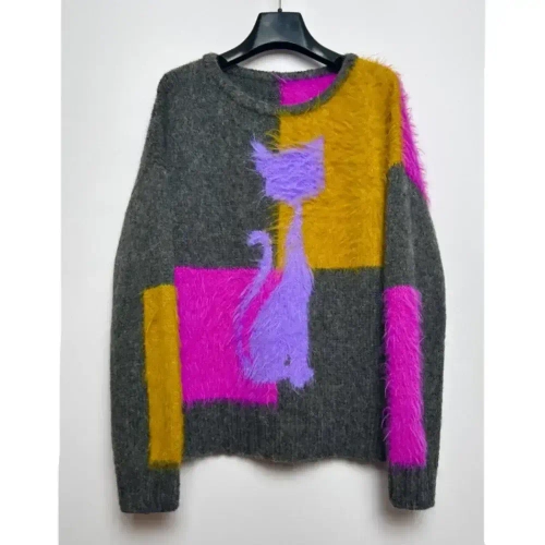 МК джемпера спицами. Модель "Лиловый кот"