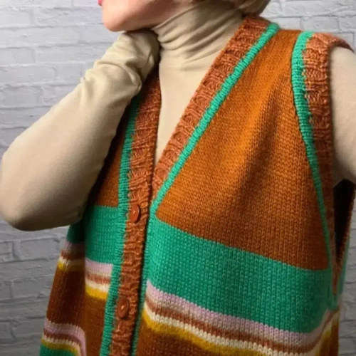 МК Жилет спицами. Модель "Корица"